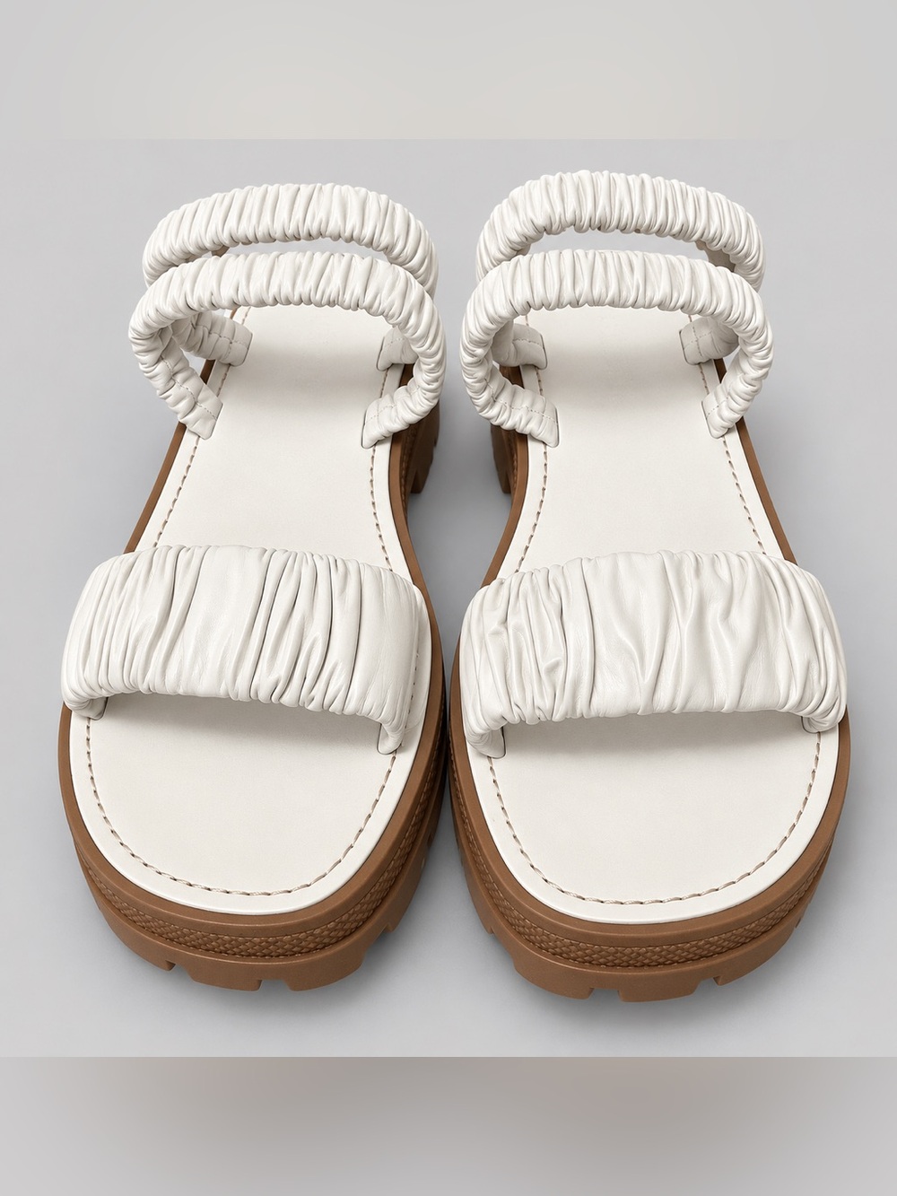 Schutz White Double-Strap Lug Sole Sandals size 9